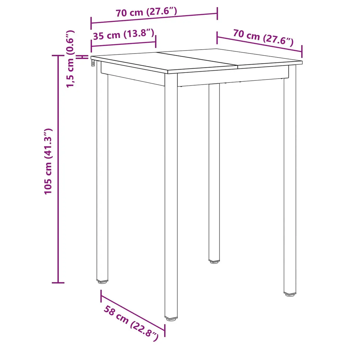 Black Rectangular Standing Bar Table for Dining