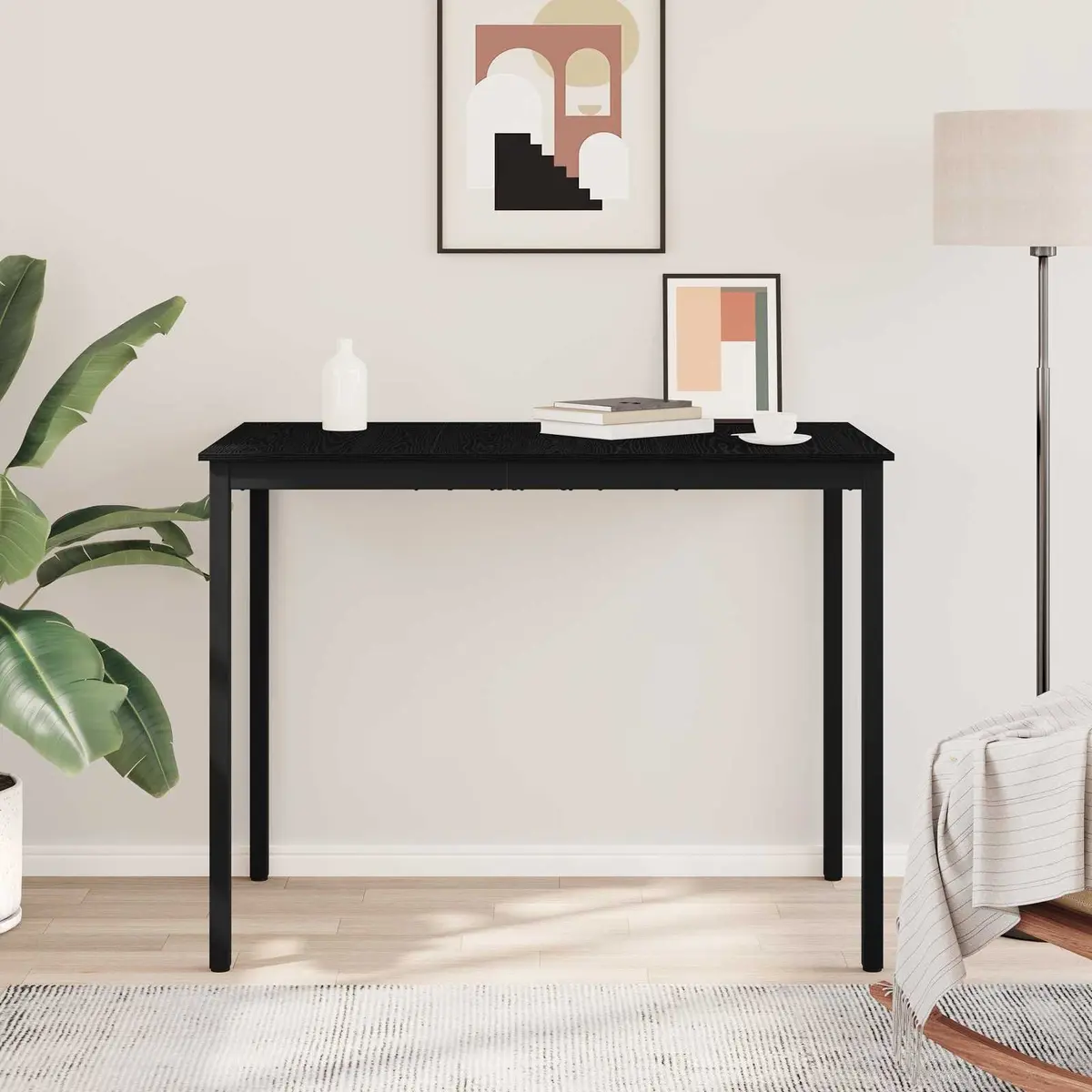 Standing Bar Table Rectangular Kitchen Dining Room Furniture Modern Design Black