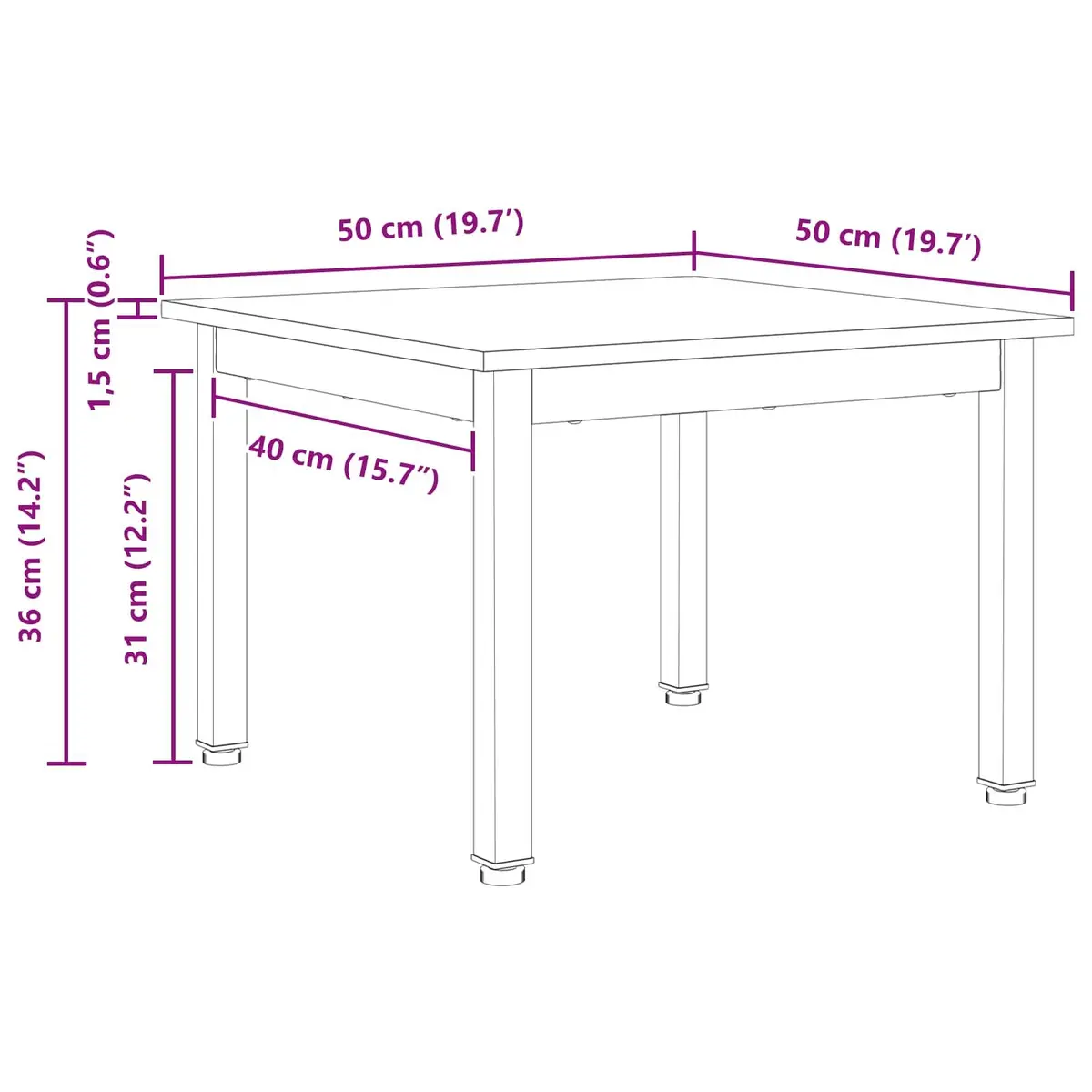 Coffee Table with Solid Pine Wood and Metal Legs