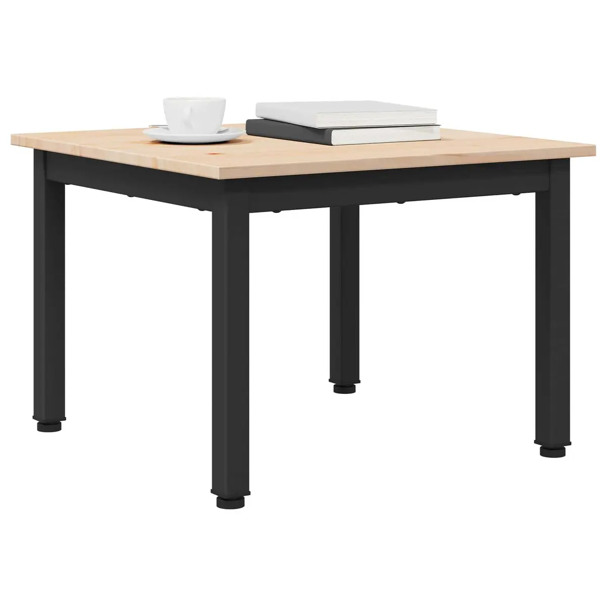 Coffee Table with Solid Pine Wood and Metal Legs