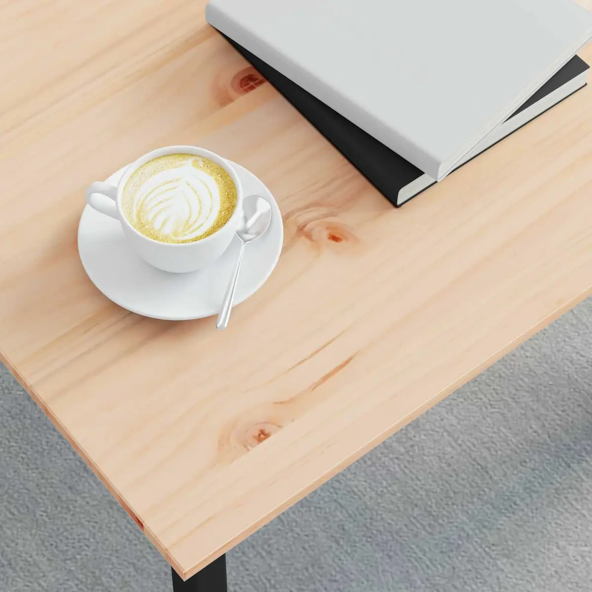Coffee Table with Solid Pine Wood and Metal Legs