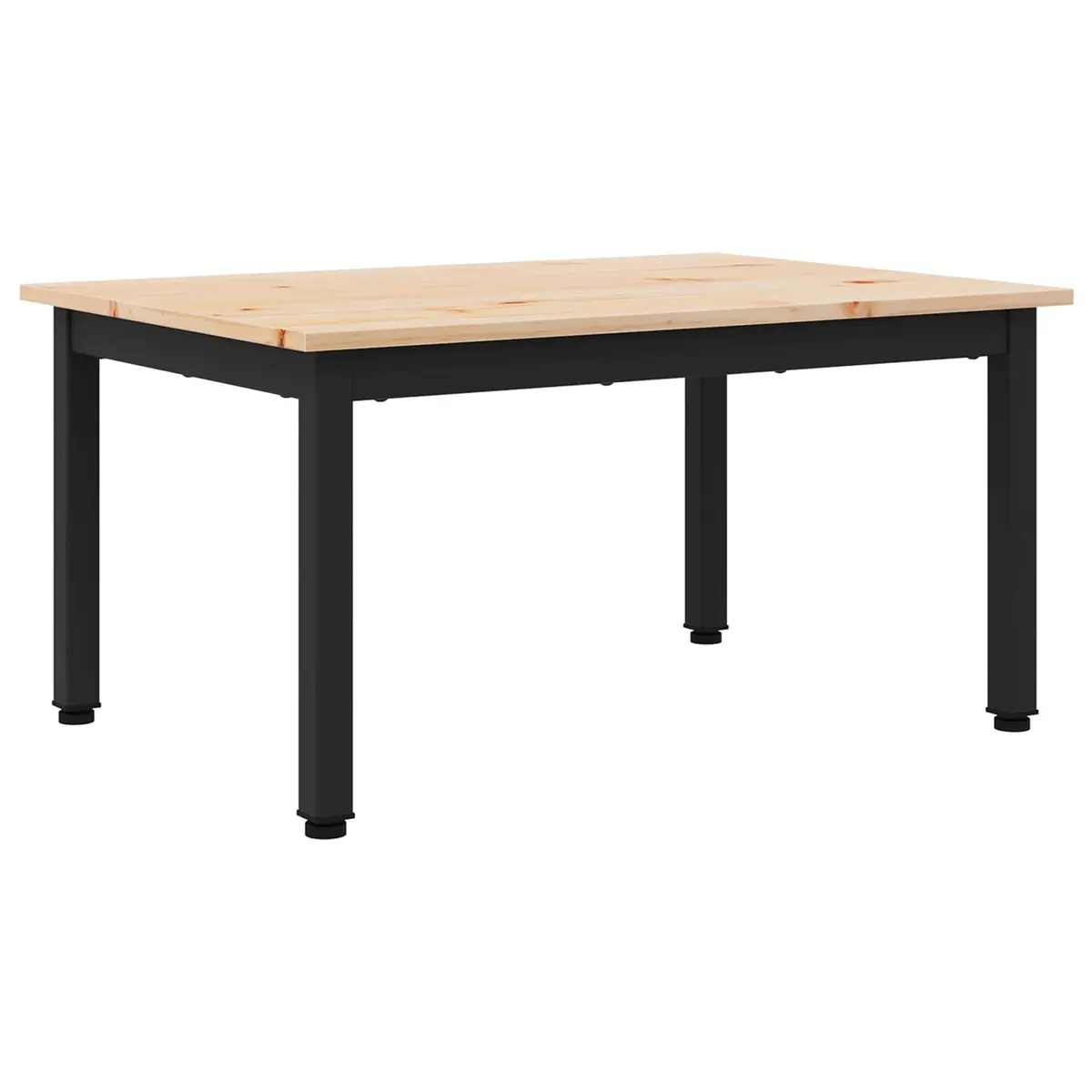 Solid Pine Wood Coffee Table with Metal Legs