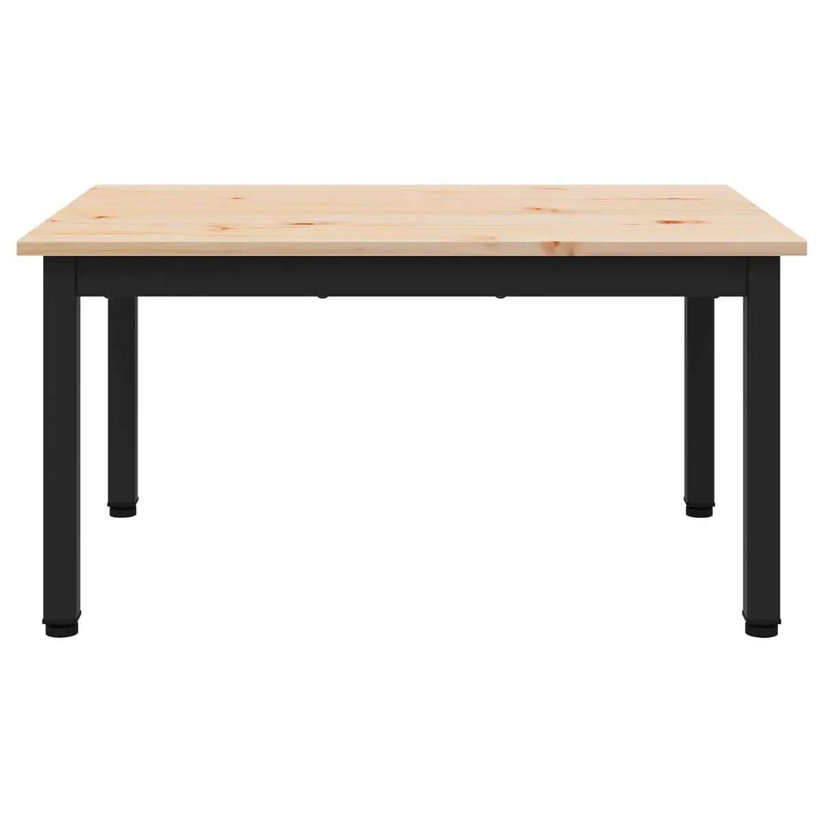 Solid Pine Wood Coffee Table with Metal Legs