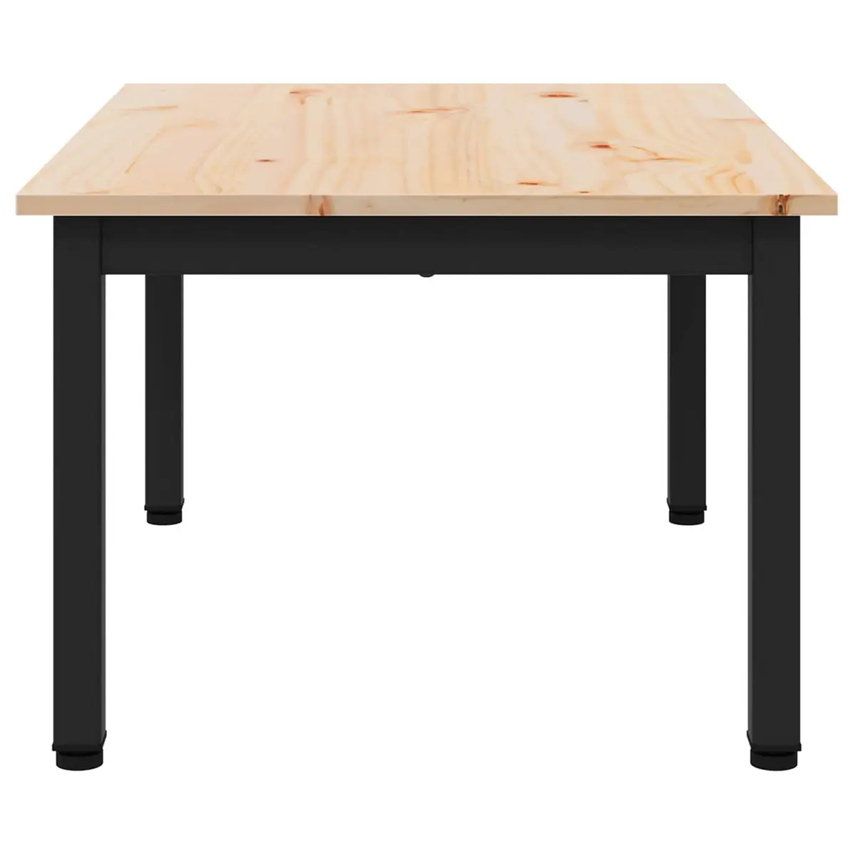 Solid Pine Wood Coffee Table with Metal Legs