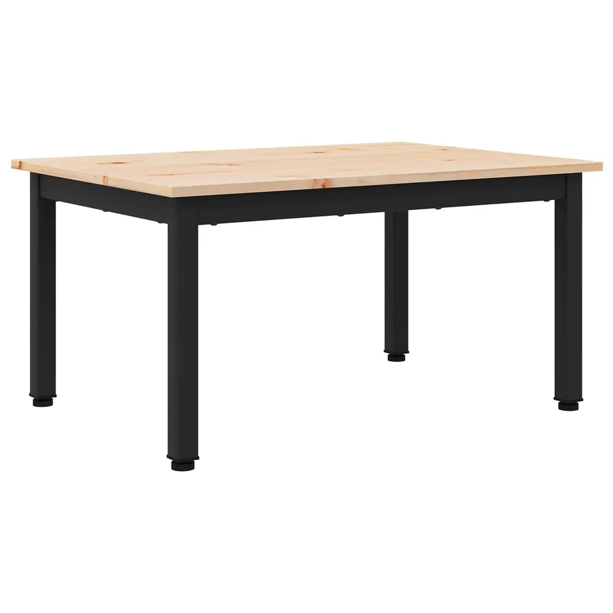 Solid Pine Wood Coffee Table with Metal Legs