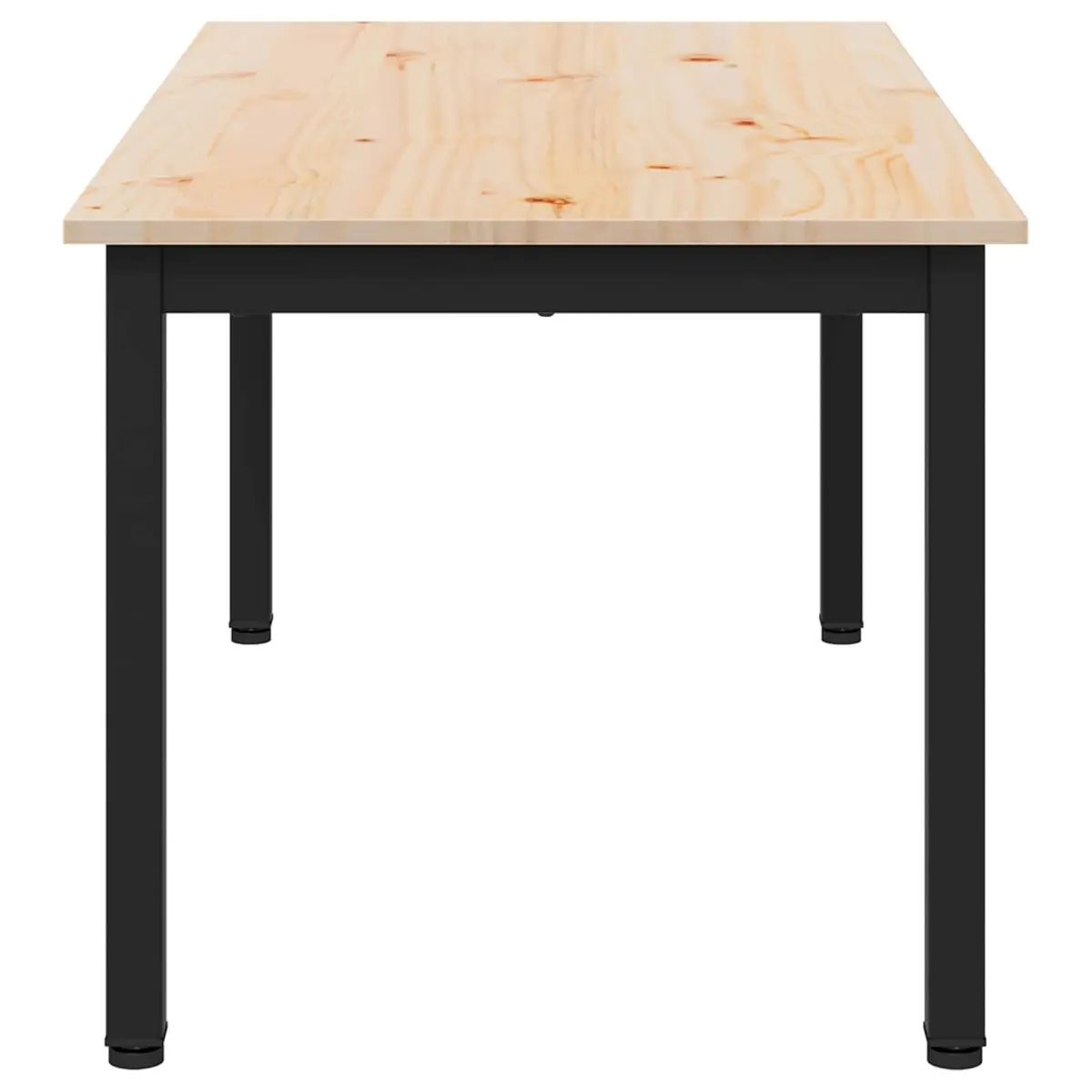 Coffee Table Modern Design Solid Pine Wood Top Square Metal Legs Living Room