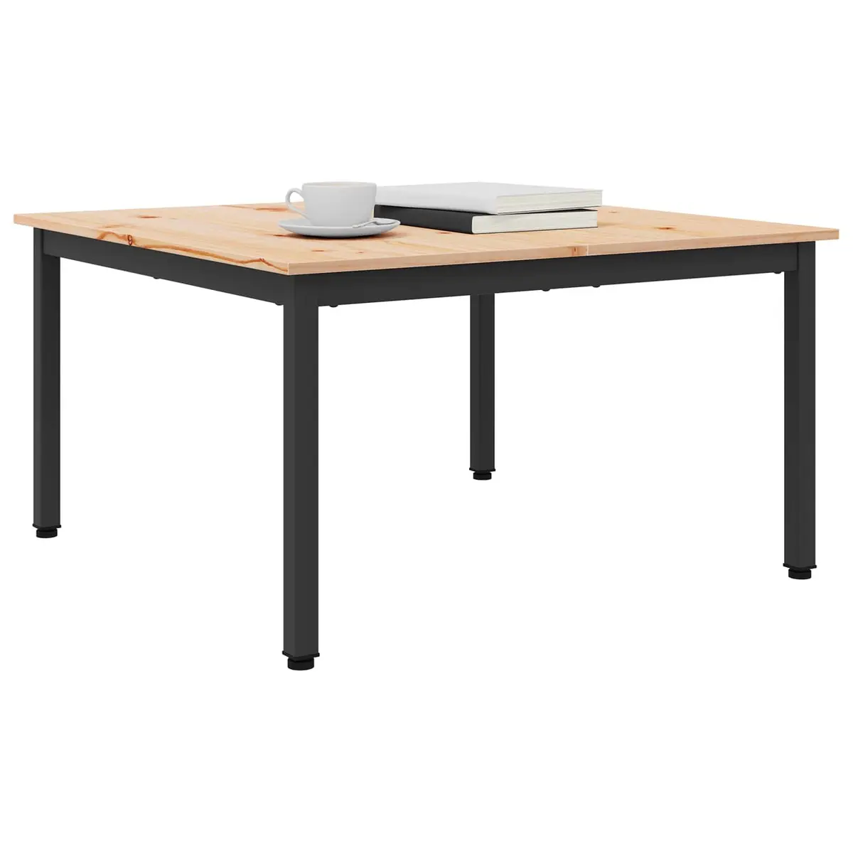 Brown Coffee Table in Solid Pine Wood 80x80x45cm