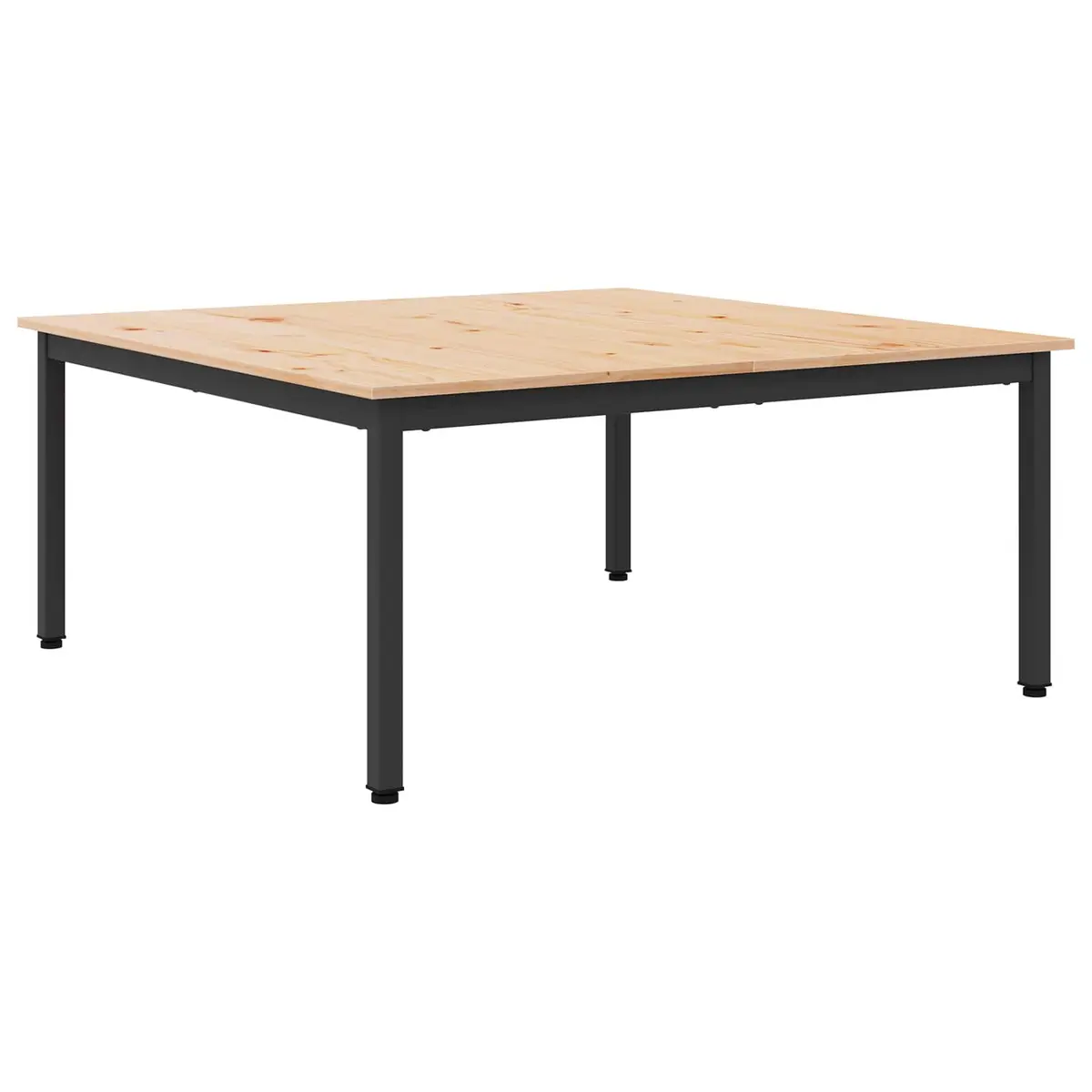 Coffee Table with Solid Pine Wood Top and Metal Legs