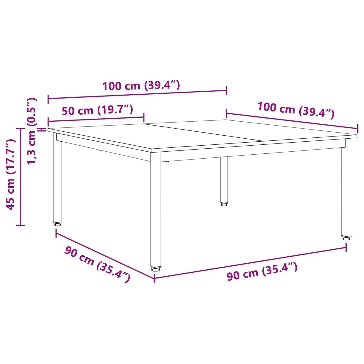 Coffee Table with Solid Pine Wood Top and Metal Legs