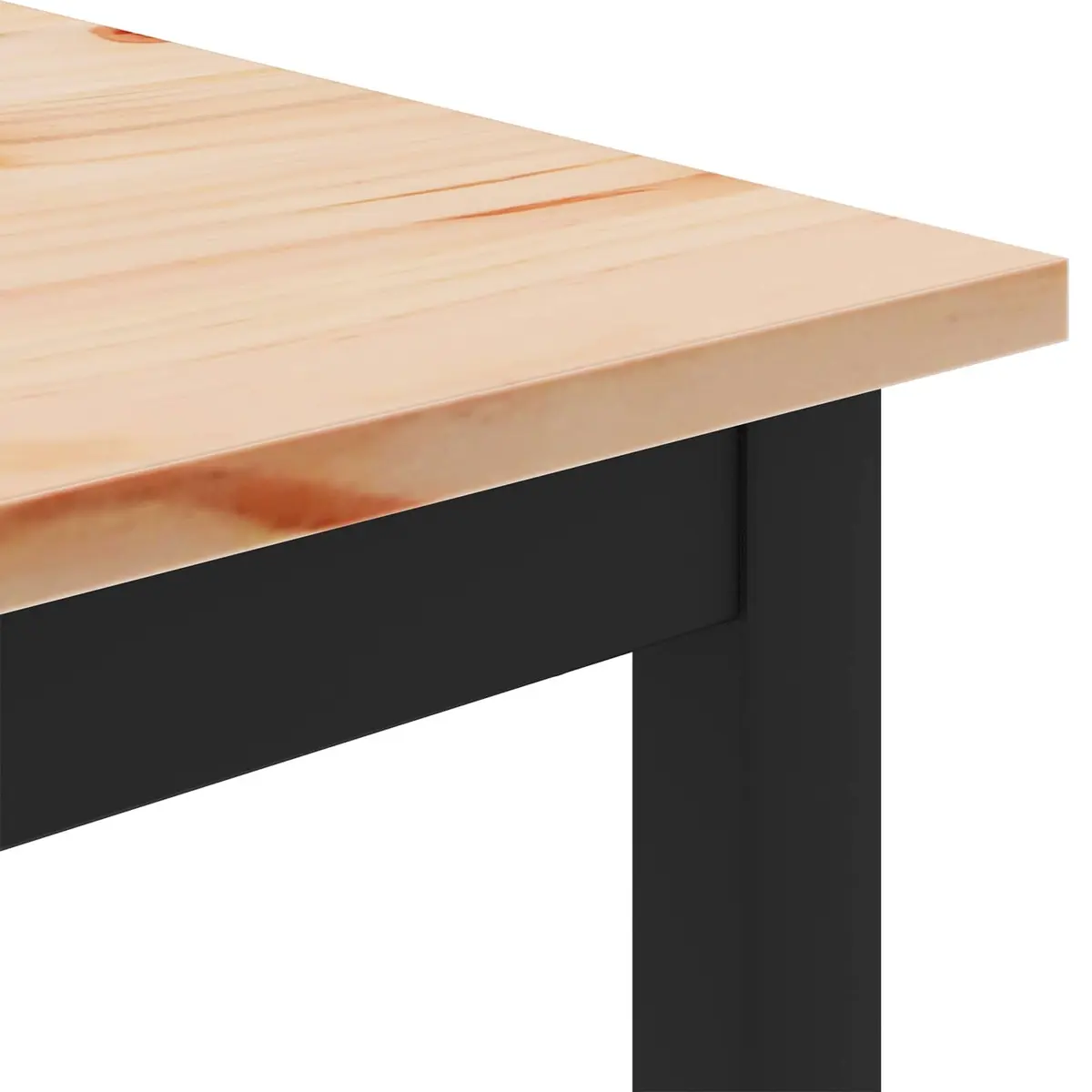 Coffee Table with Solid Pine Wood Top and Metal Legs