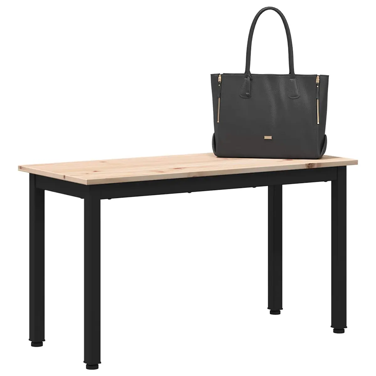Solid Pine Wood Bench with Metal Legs