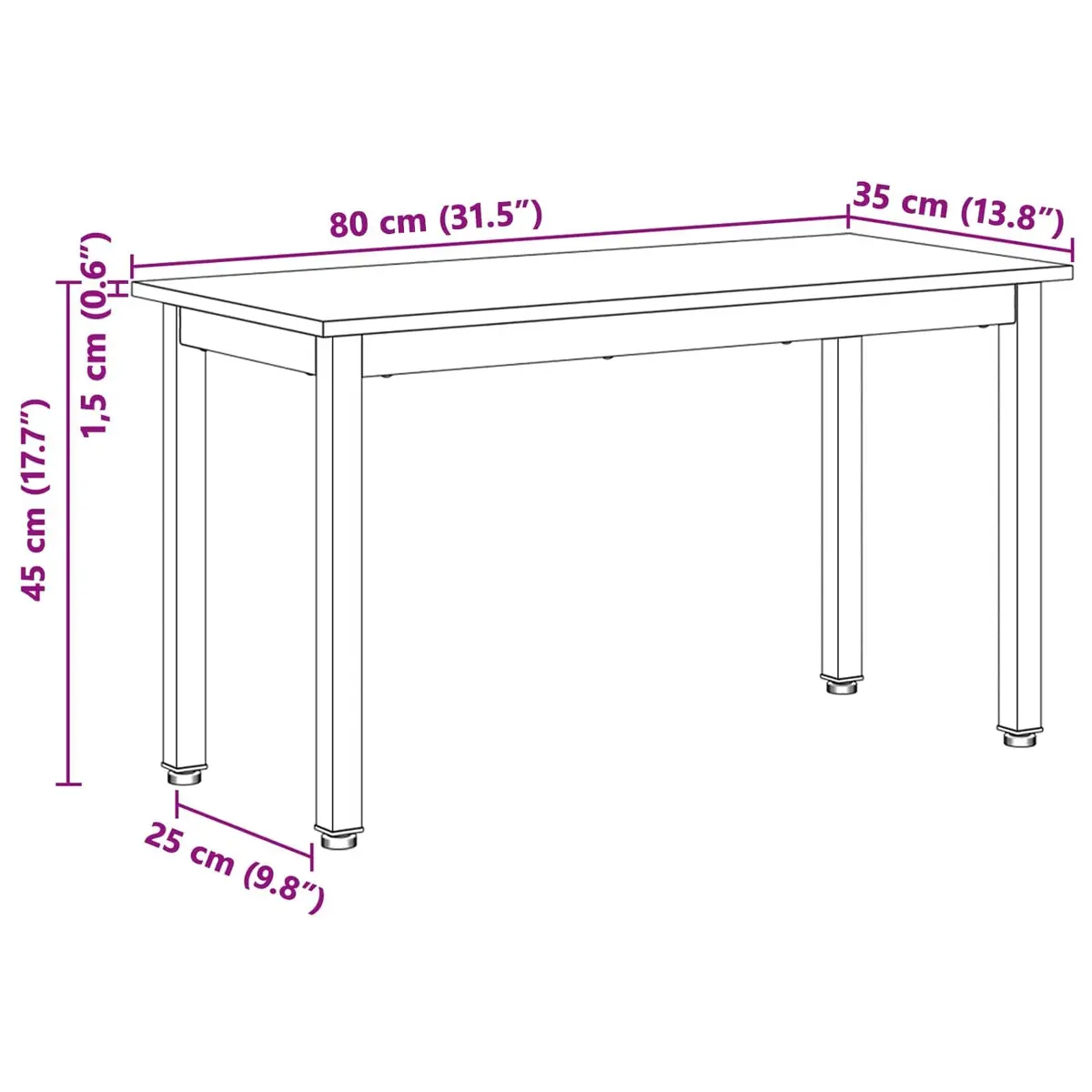 Solid Pine Wood Bench with Metal Legs