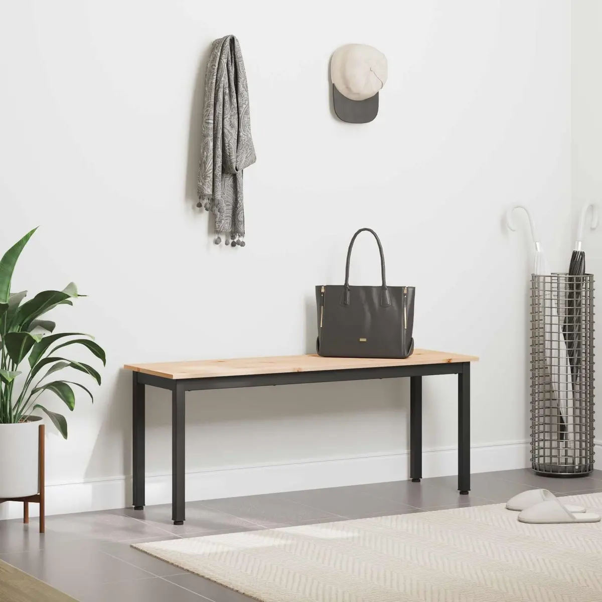 Solid Pine Wood Bench Natural Brown 110x35x45cm
