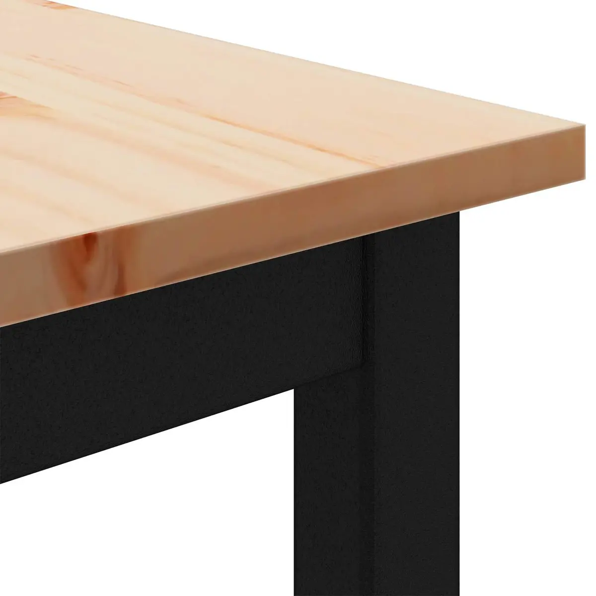 Solid Pine Wood Dining Table 140x80x75cm with Metal Legs