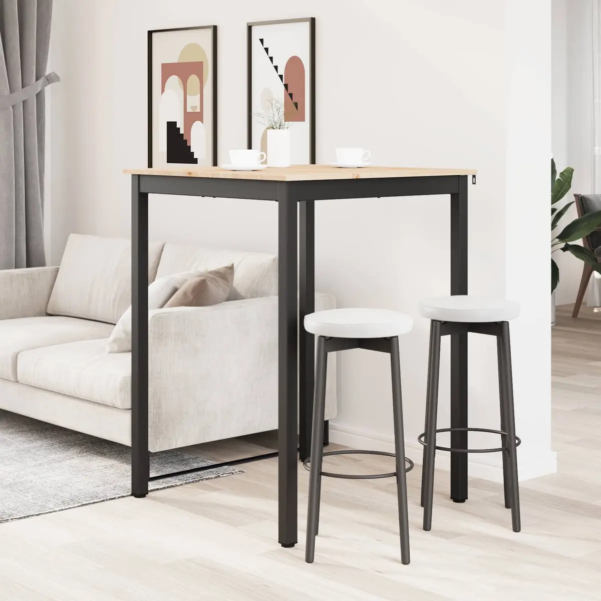 Industrial Style Bar Table 80x80x105cm in Solid Pine