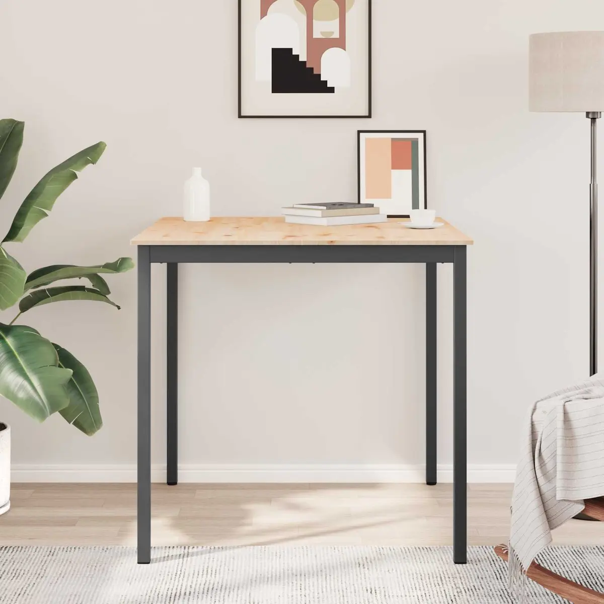 Solid Pine Bar Table with Durable Metal Legs 110cm