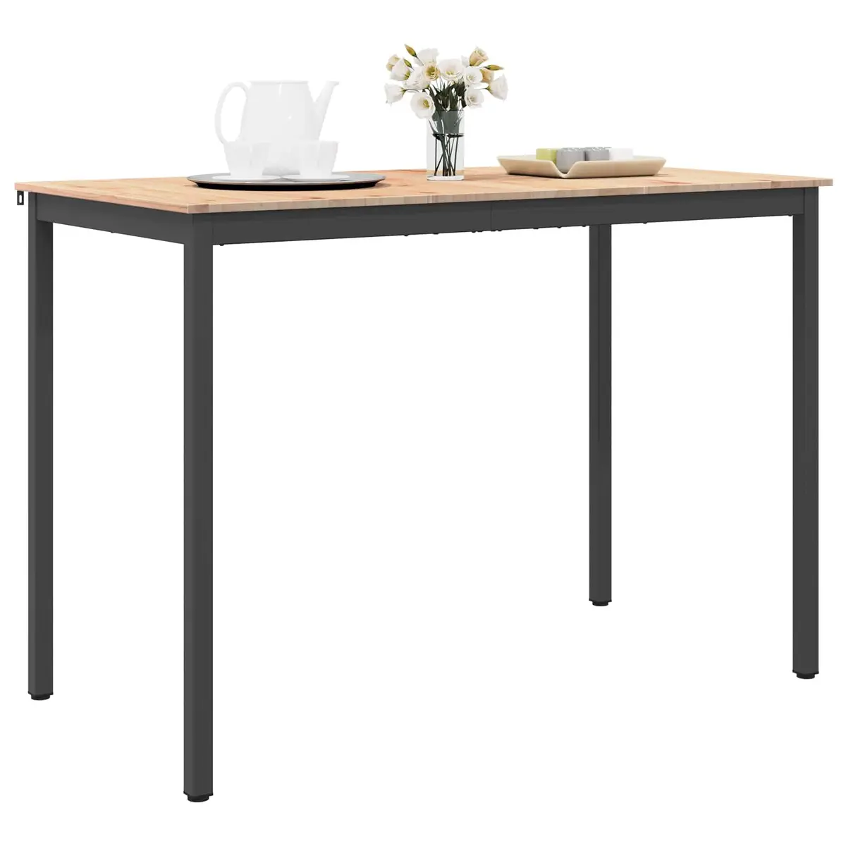 Solid Pine Wood Bar Table with Metal Legs 150x80x105cm