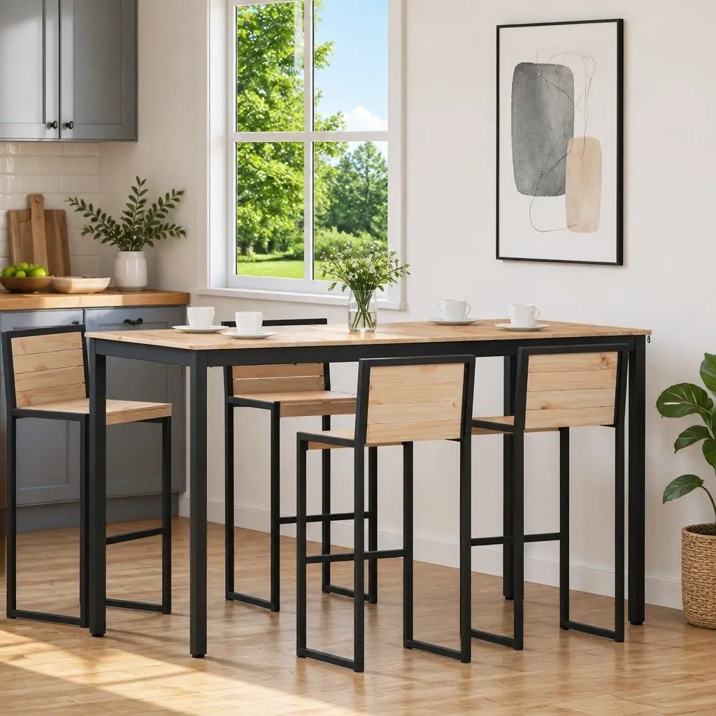 Solid Pine Wood Bar Table for Kitchen and Dining Room