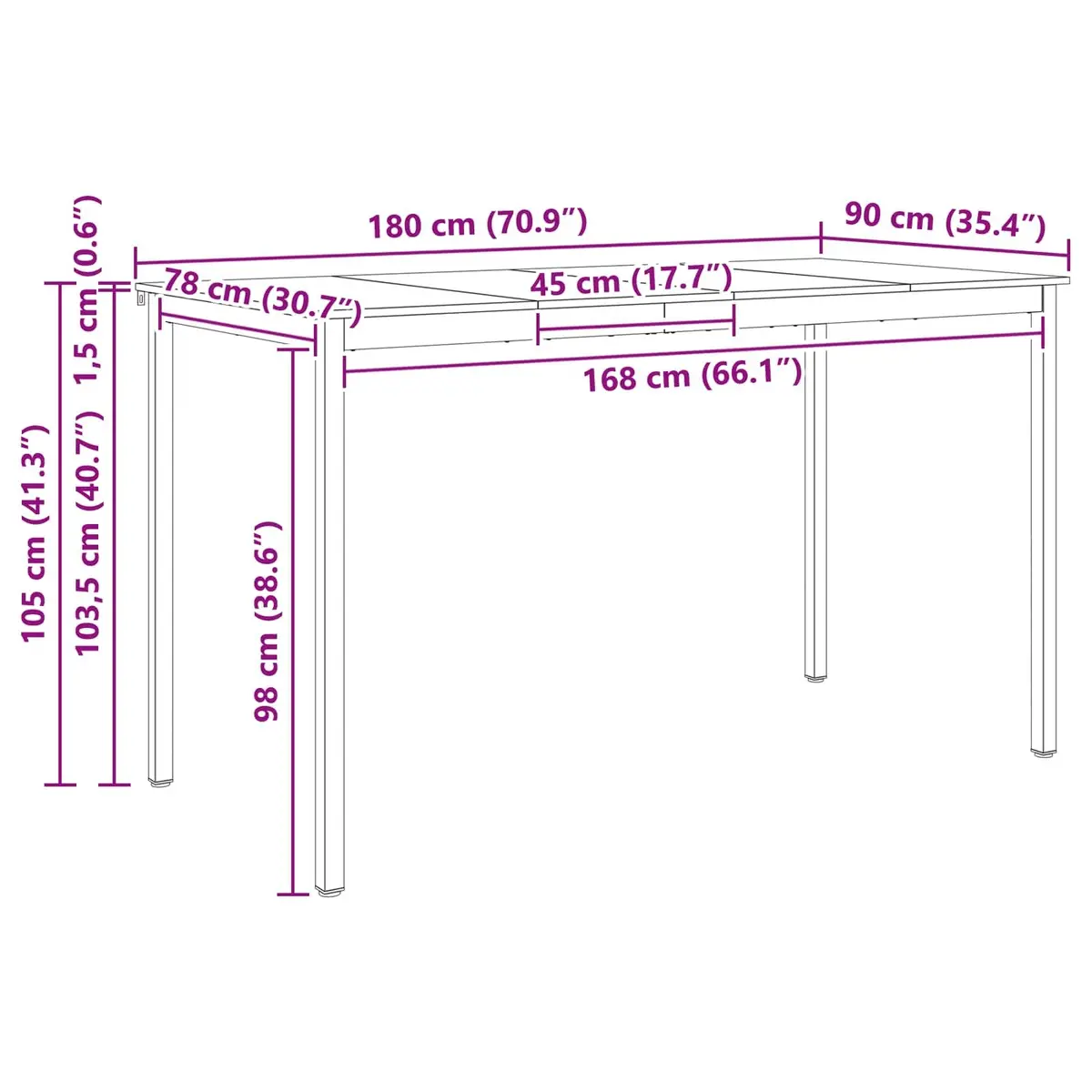 Solid Pine Wood Bar Table for Kitchen and Dining Room