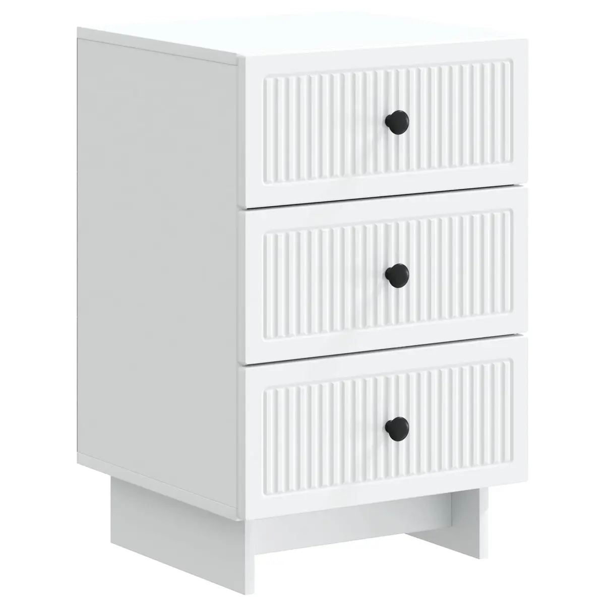 White Bedside Cabinet 43x41x66.5cm with Smooth Drawers