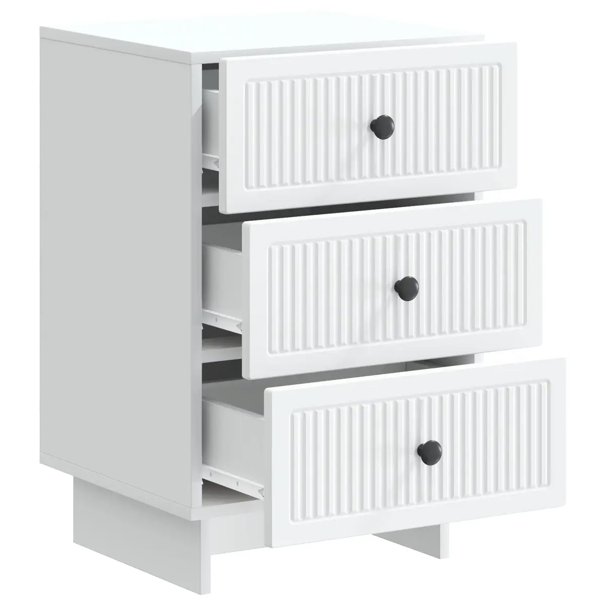 White Bedside Cabinet 43x41x66.5cm with Smooth Drawers