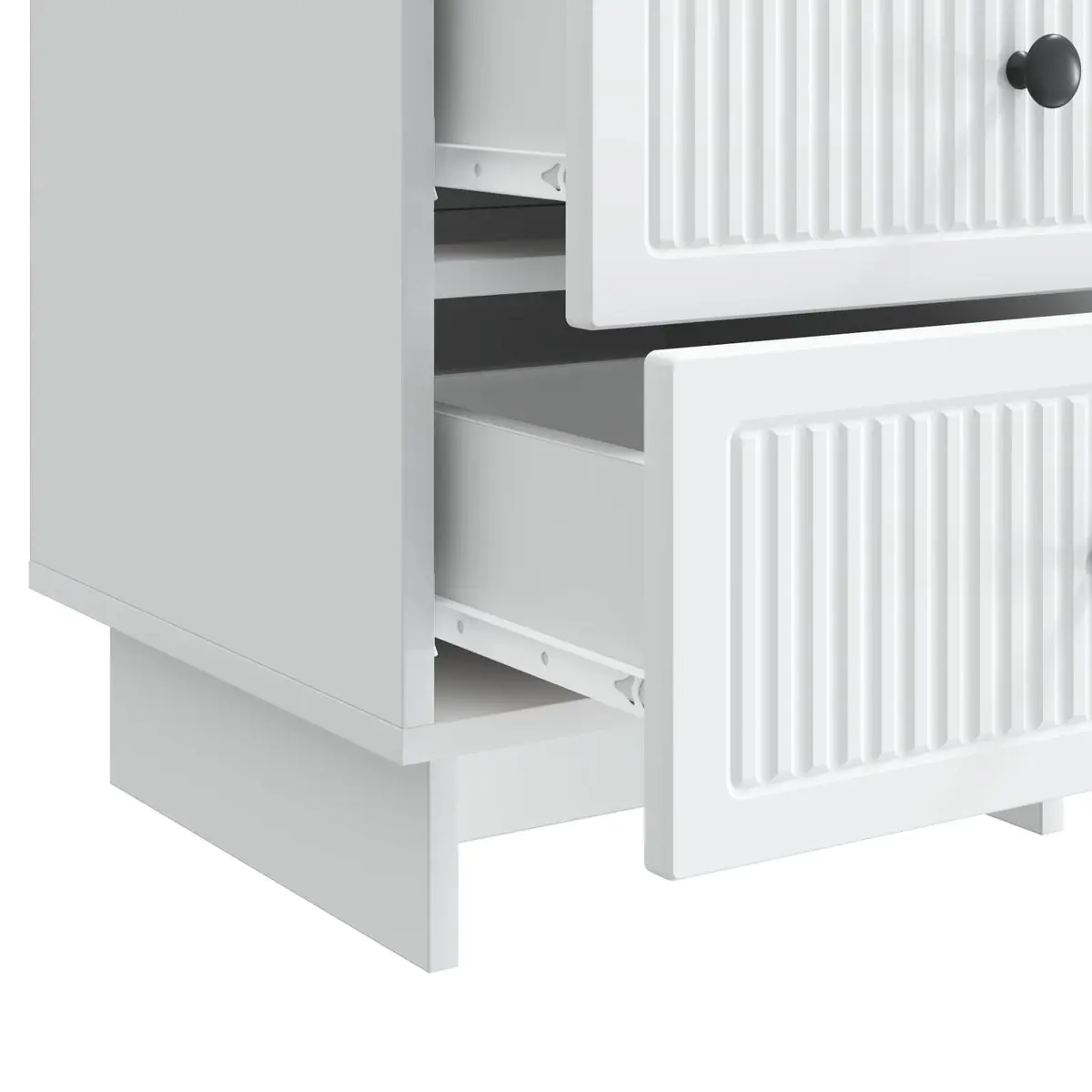 White Bedside Cabinet 43x41x66.5cm with Smooth Drawers
