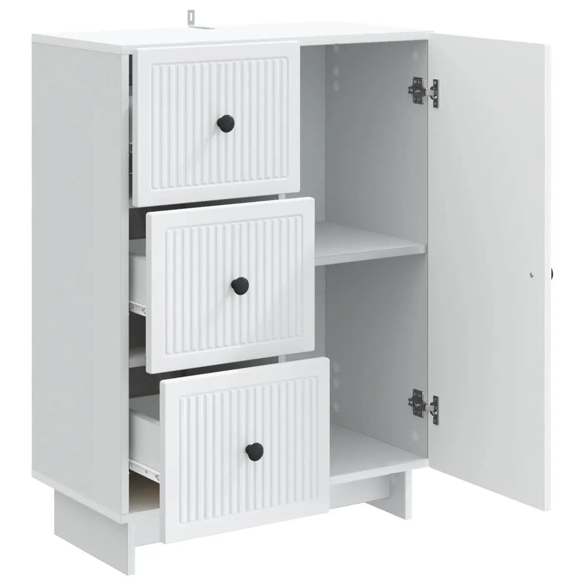 Engineered Wood White Sideboard Storage Cabinet