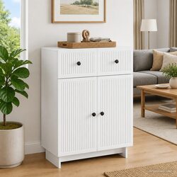 Durable White Sideboard 66x34.5x90cm with Vintage Flair