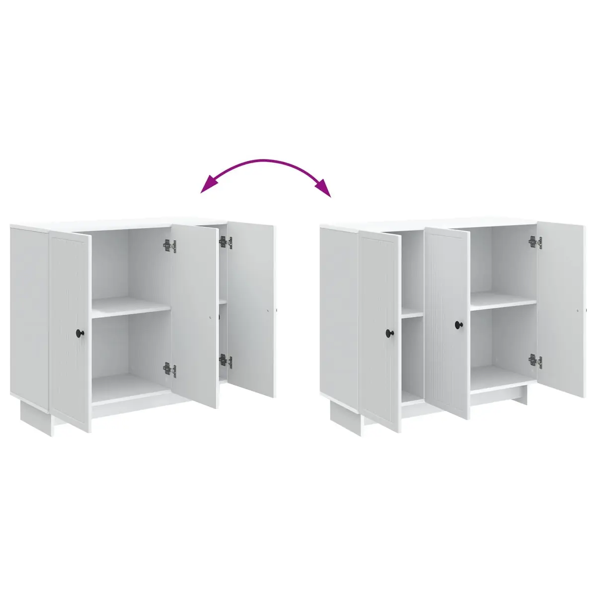 White Engineered Wood Sideboard Storage Cabinet