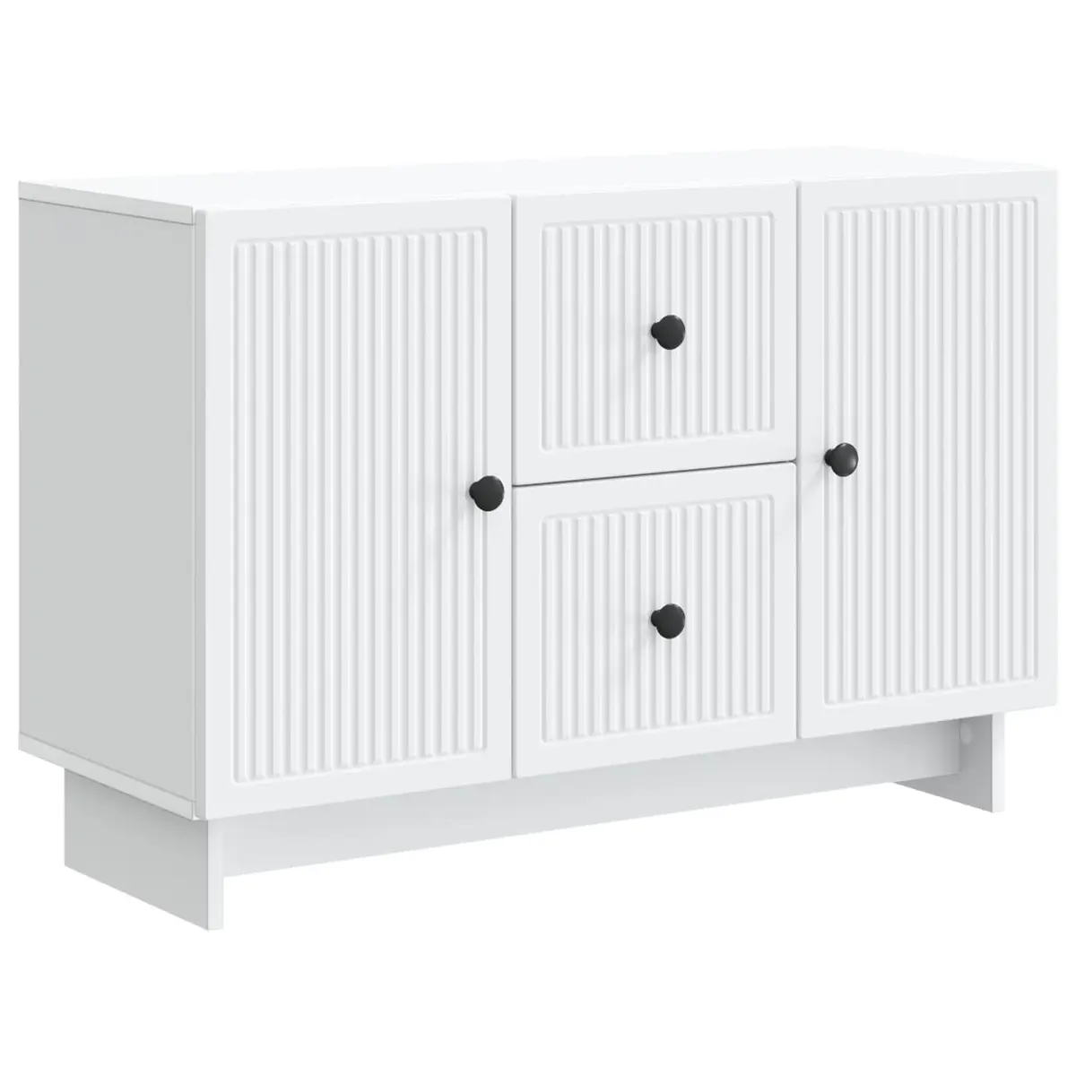 White Storage Sideboard with Drawers and Shelves