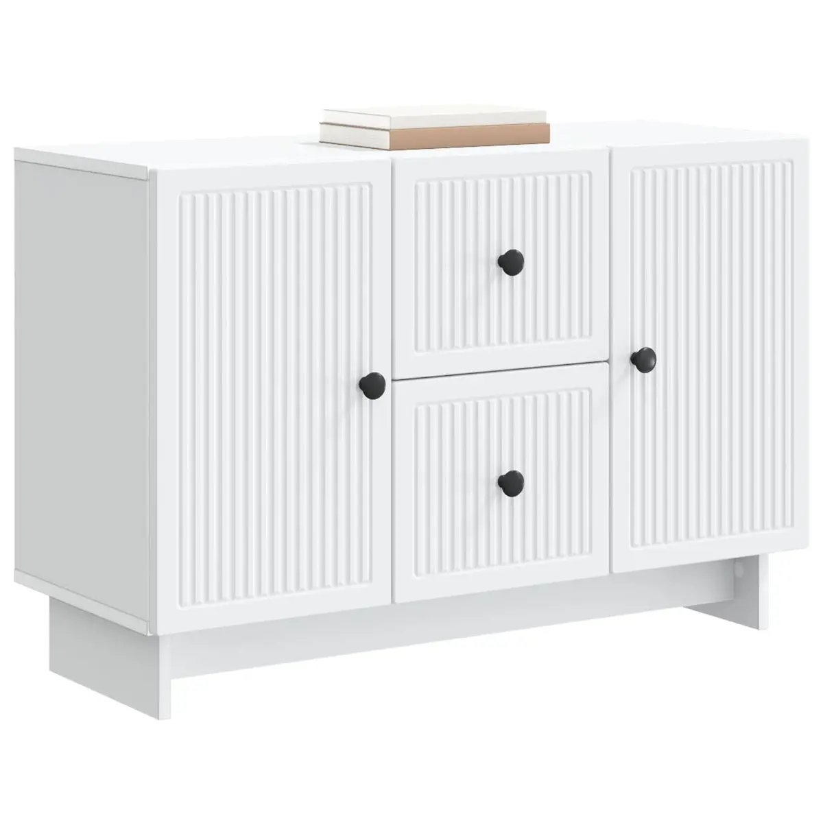 White Storage Sideboard with Drawers and Shelves