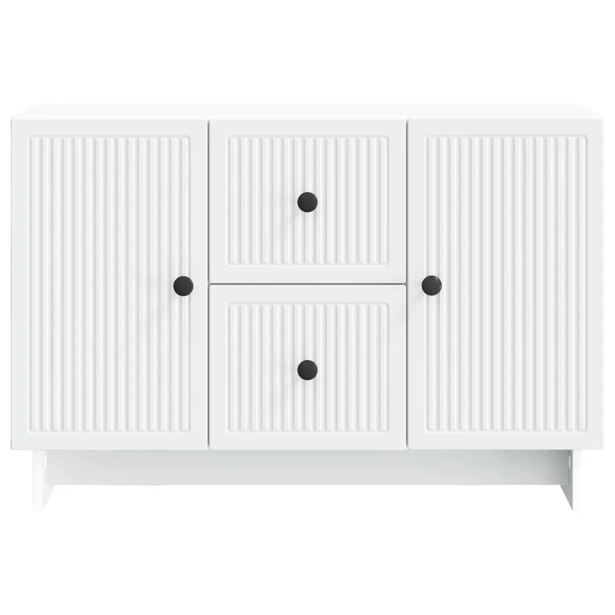 White Storage Sideboard with Drawers and Shelves
