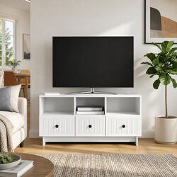 Stylish White TV Cabinet with Drawer for Modern Living Rooms