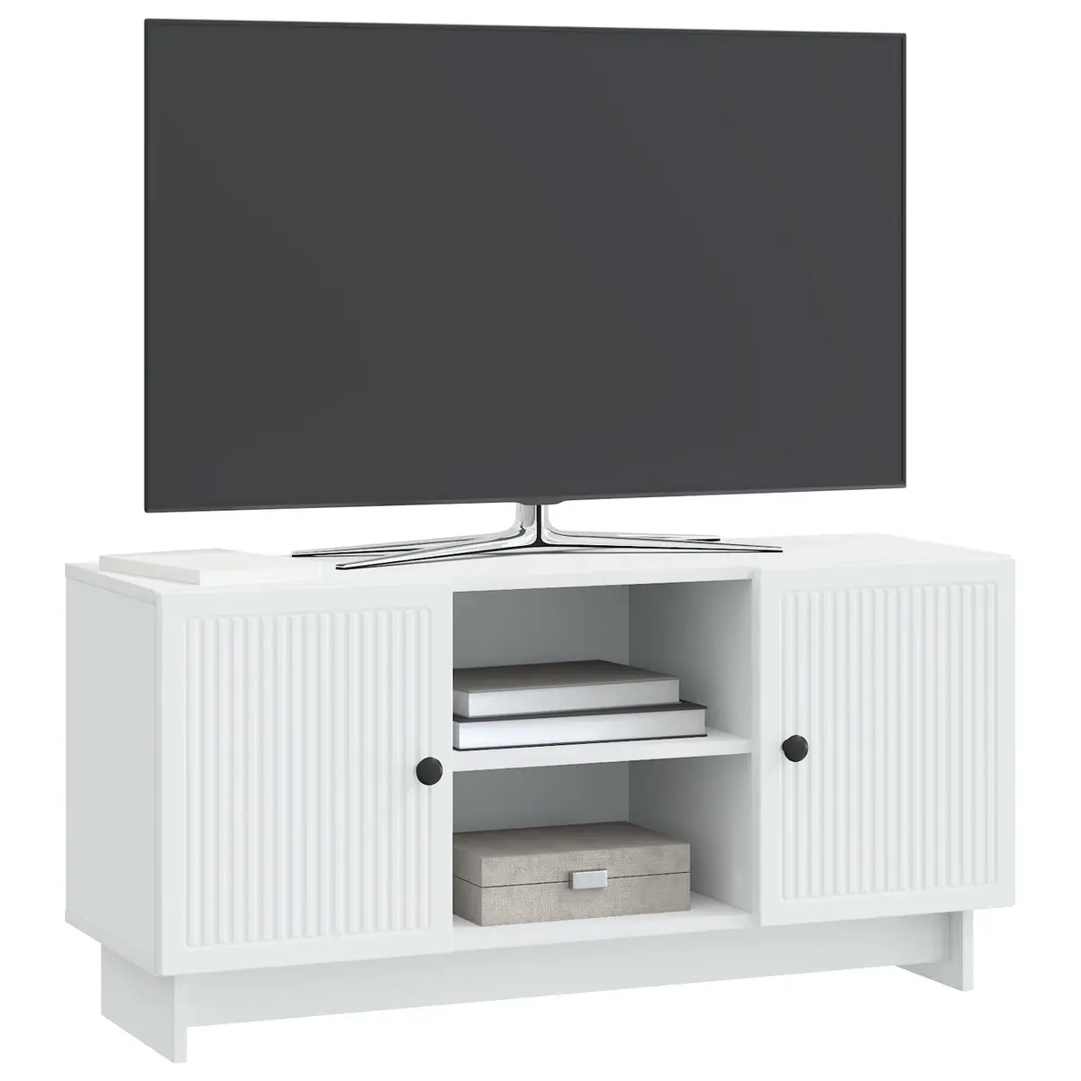TV Cabinet 102 x 34.5 x 50 cm White Storage Unit Living Room Entertainment