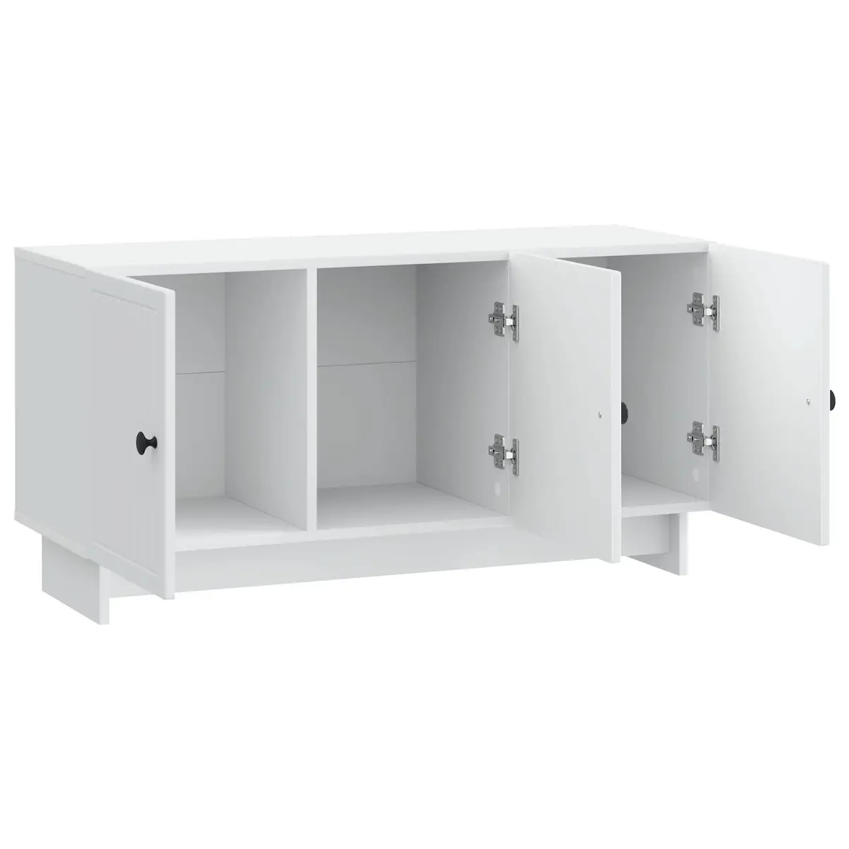 TV Cabinet Engineered Wood 99 x 34.5 x 50 cm White Modern Living Room Storage Unit with Shelves and Doors