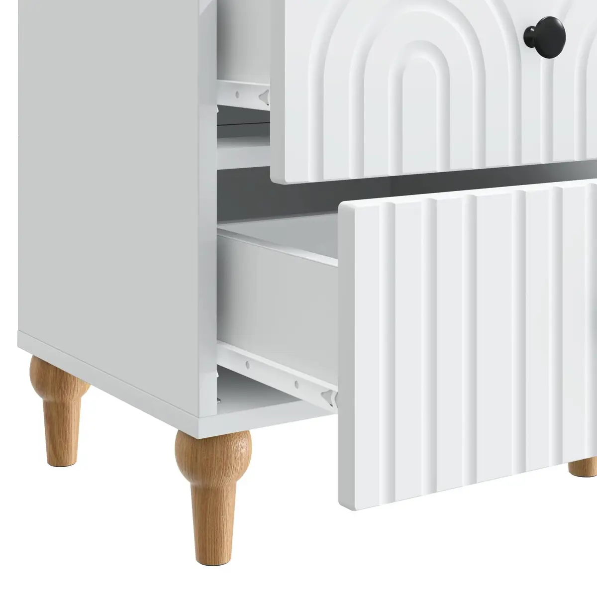 Bedside Cabinet White 43 x 34.5 x 48 cm Modern Storage Drawer Nightstand Table