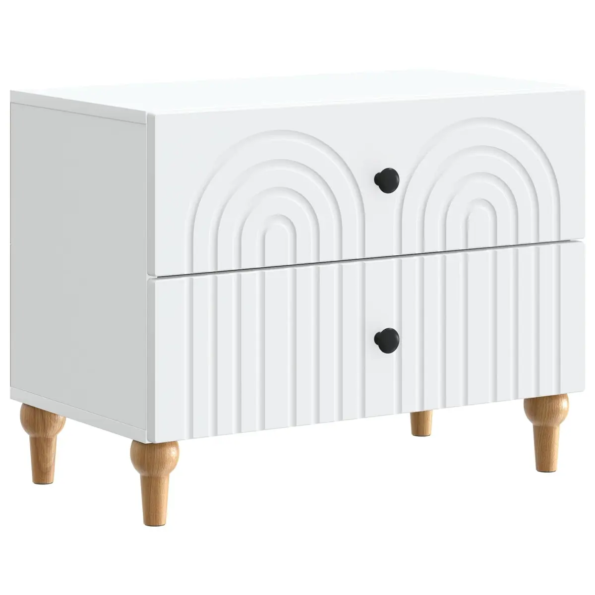 White Bedside Cabinet with Striped Detailing