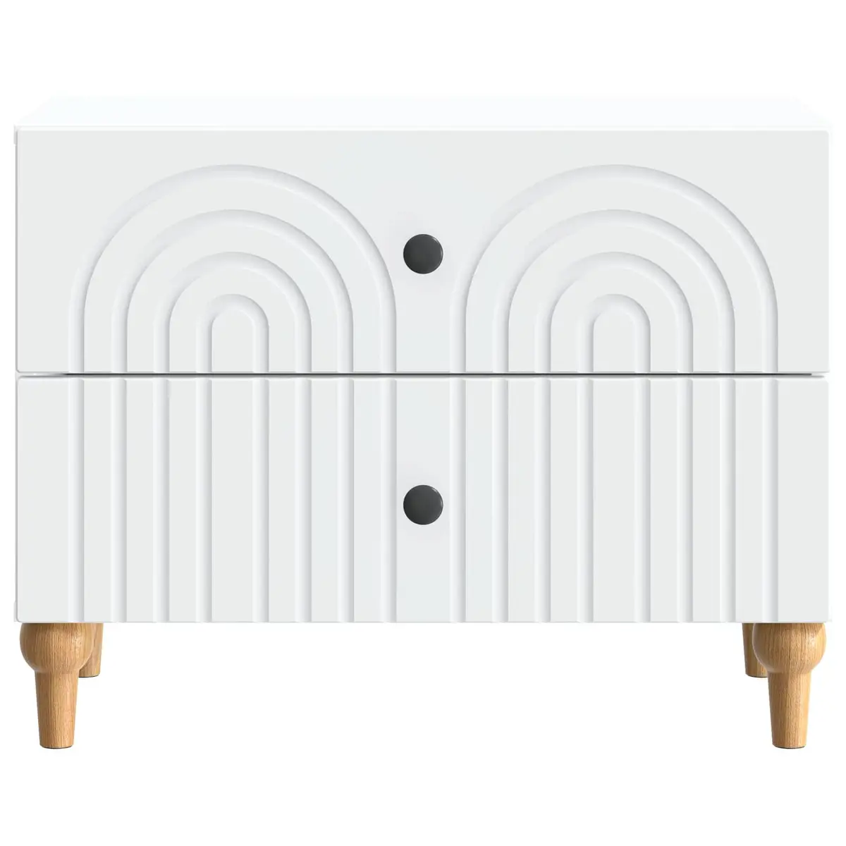 White Bedside Cabinet with Striped Detailing