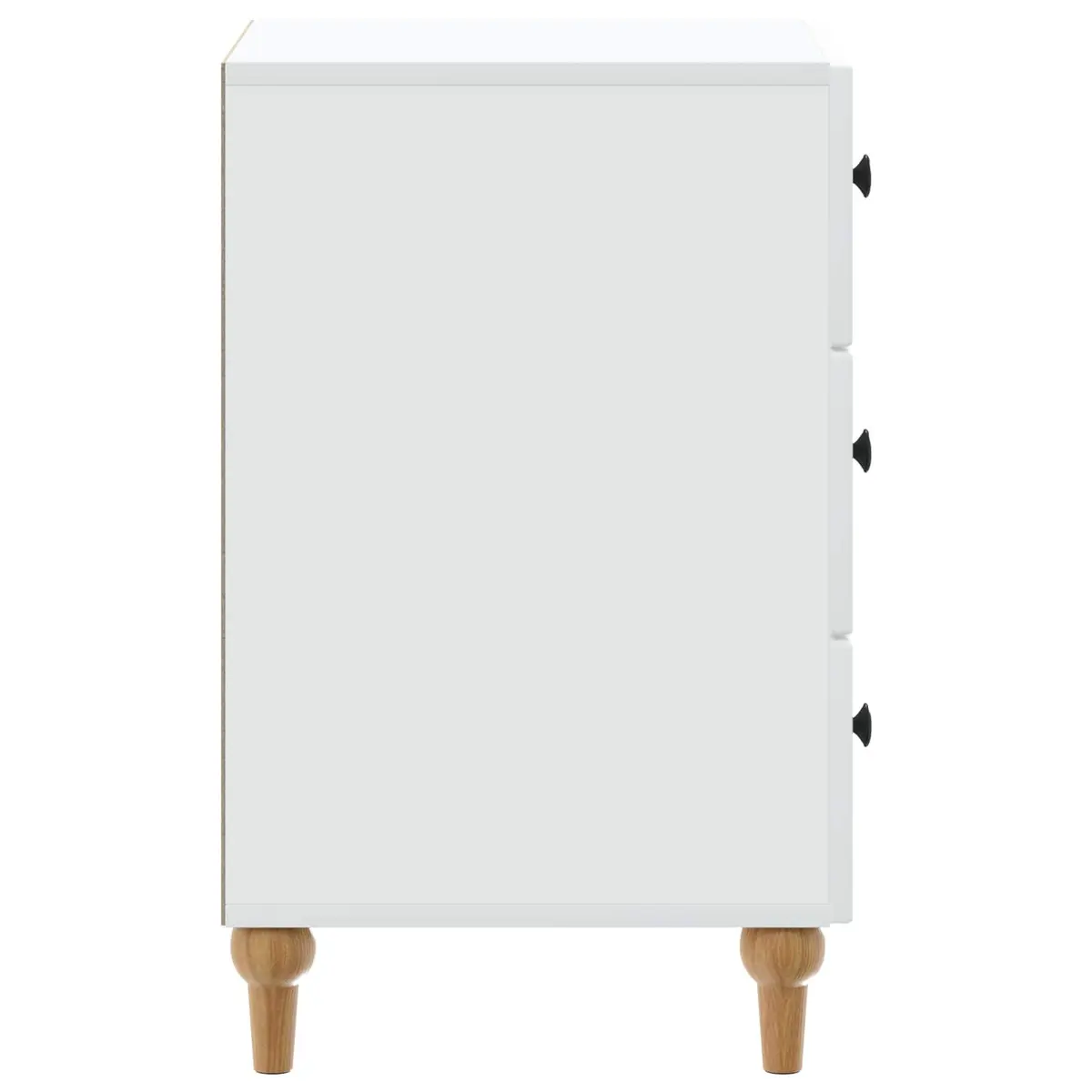 White Engineered Wood Nightstand with Smooth Drawers