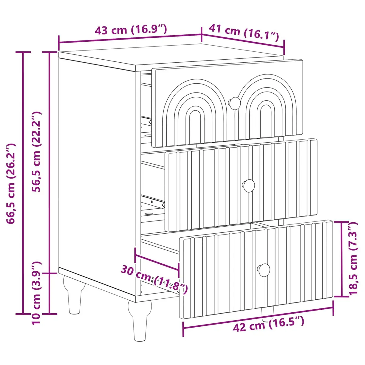 White Engineered Wood Nightstand with Smooth Drawers