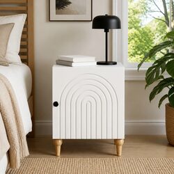 Bedside Cabinet White 43 x 34.5 x 50 cm Modern Nightstand Storage Table