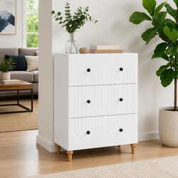 Stylish White Storage Cabinet with Smooth Drawers