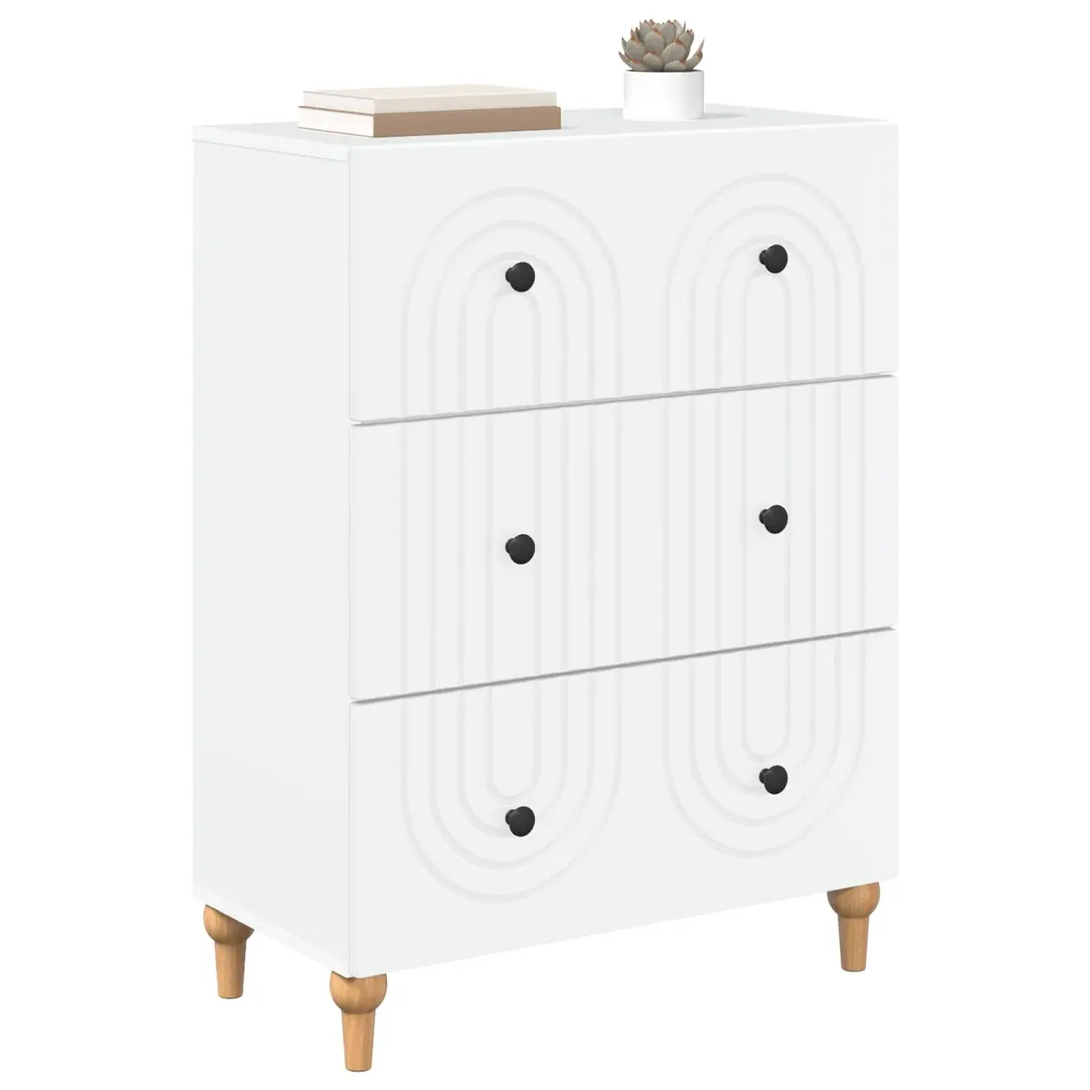 White Storage Cabinet with Smooth Drawers