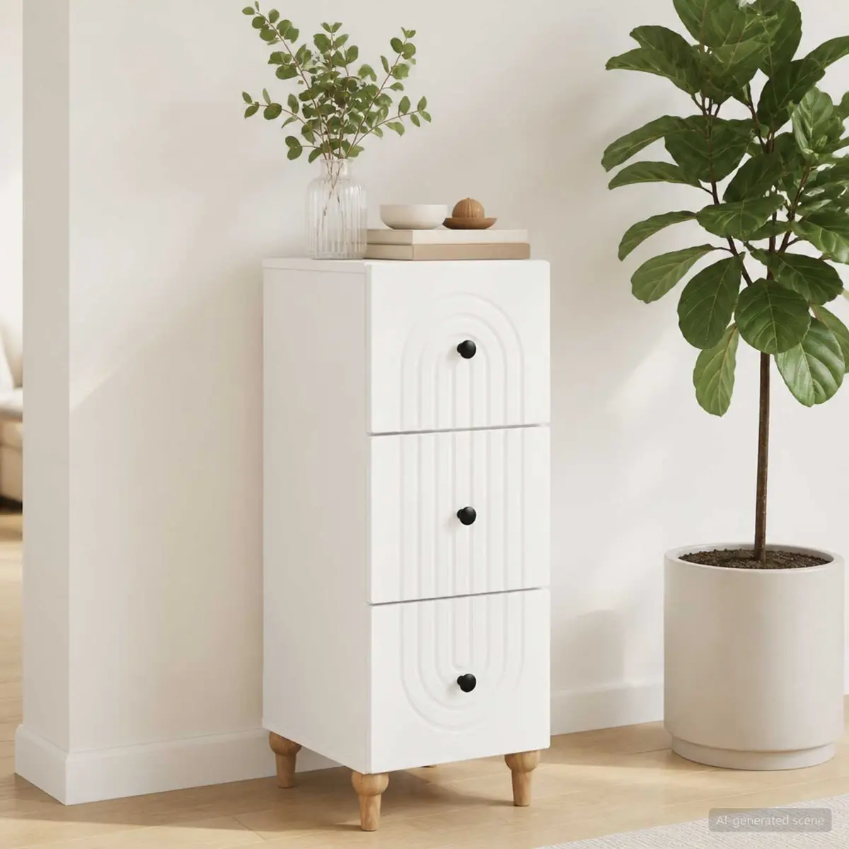 Drawer Storage Cabinet Engineered Wood 33 x 34.5 x 90 cm White