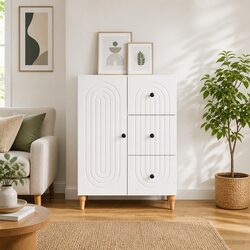 Premium White Sideboard Storage Cabinet 66 x 34.5 x 90 cm