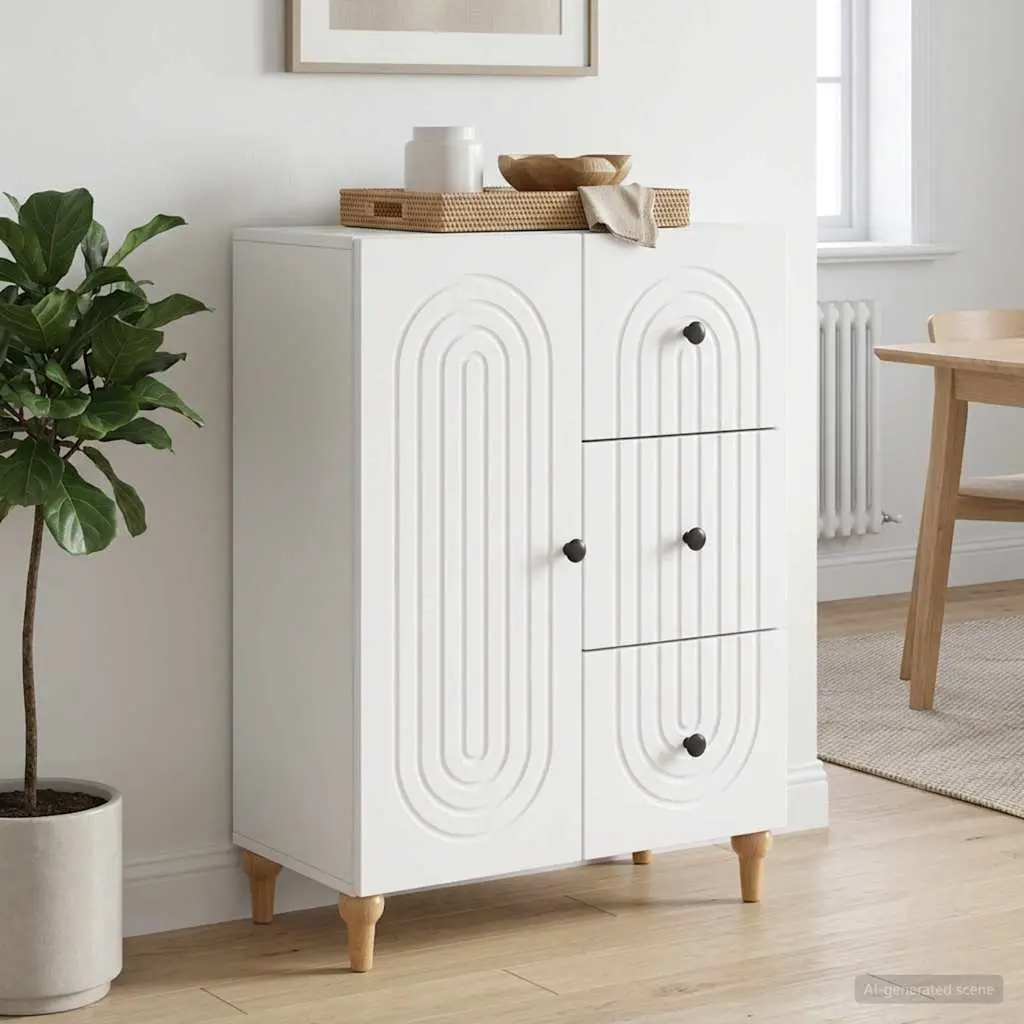 White Sideboard Storage Cabinet 66 x 34.5 x 90 cm