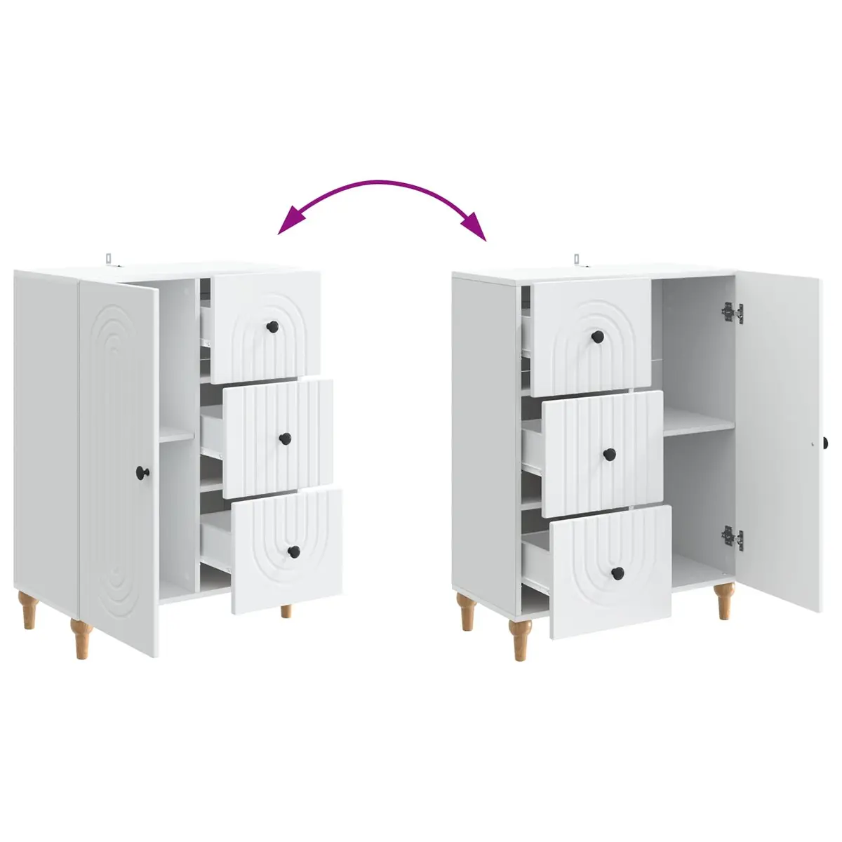White Sideboard Storage Cabinet 66 x 34.5 x 90 cm