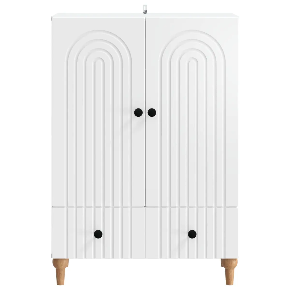 White Sideboard Modern Storage Cabinet Engineered Wood Living Room Furniture