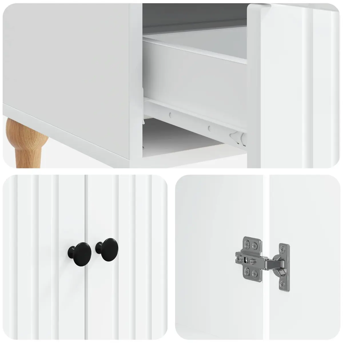 White Sideboard Modern Storage Cabinet Engineered Wood Living Room Furniture