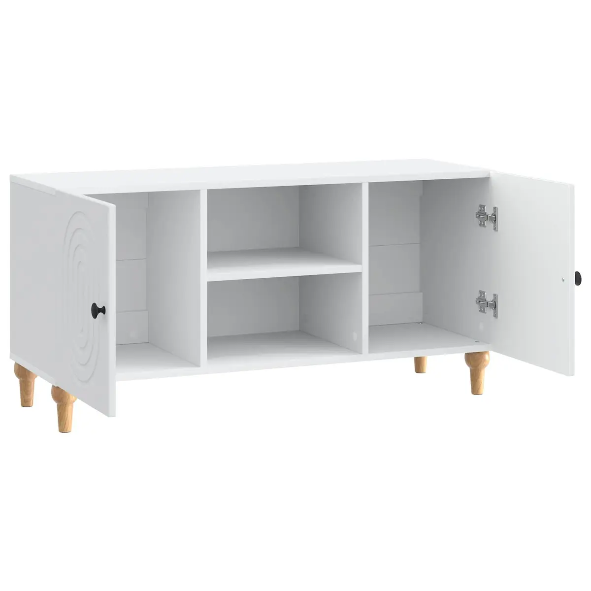 White TV Cabinet 102x34.5x50cm with Utility Shelves